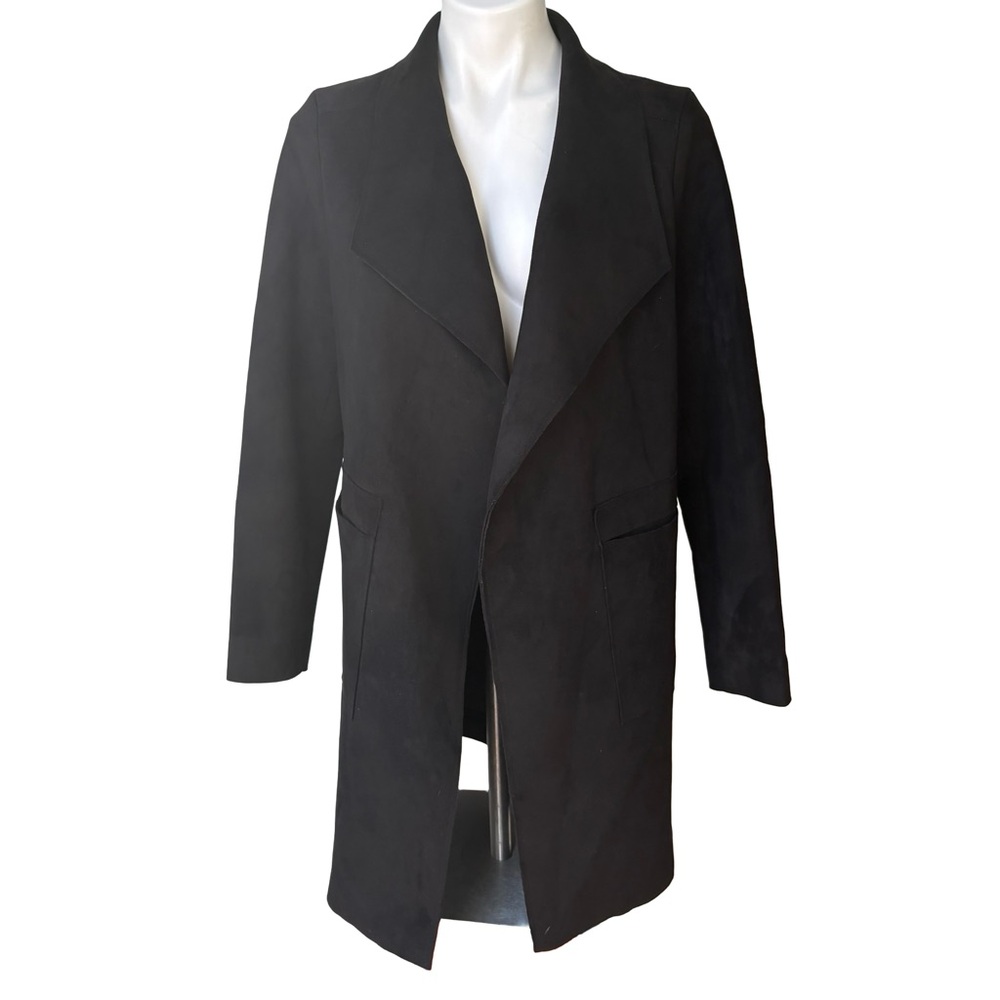 MOD Long Sleeve Open Front Faux Suede Coatigan, Sz M - Picture 4 of 14